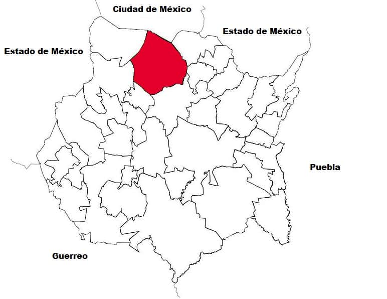 Mapa de la región de Tepoztlán en el estado de Morelos. Imagen tomada de internet.