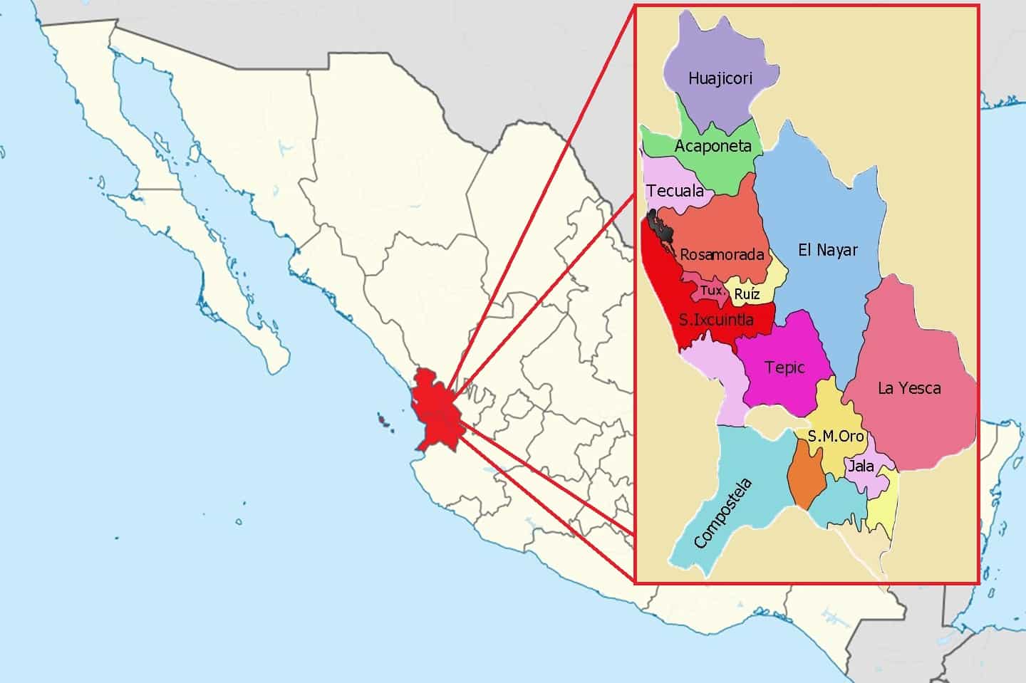 Arriba 60+ imagen mapa de nayarit y sus playas - Viaterra.mx