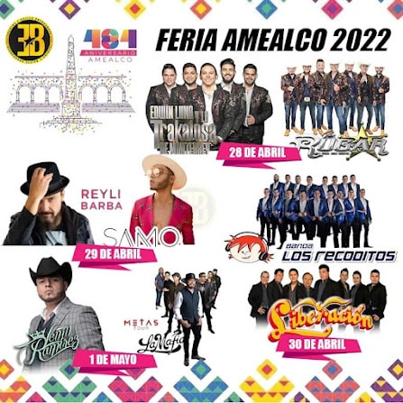 Programa de la Feria de Amealco 2022. Imágenes: Fiestasdemexico.com