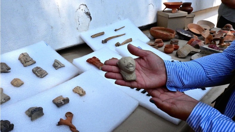 Piezas de la época colonial encontradas en La Lagunilla.