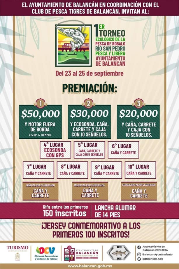 Invitacion del Torneo Ecológico de Pesca de Róbalo 2022.