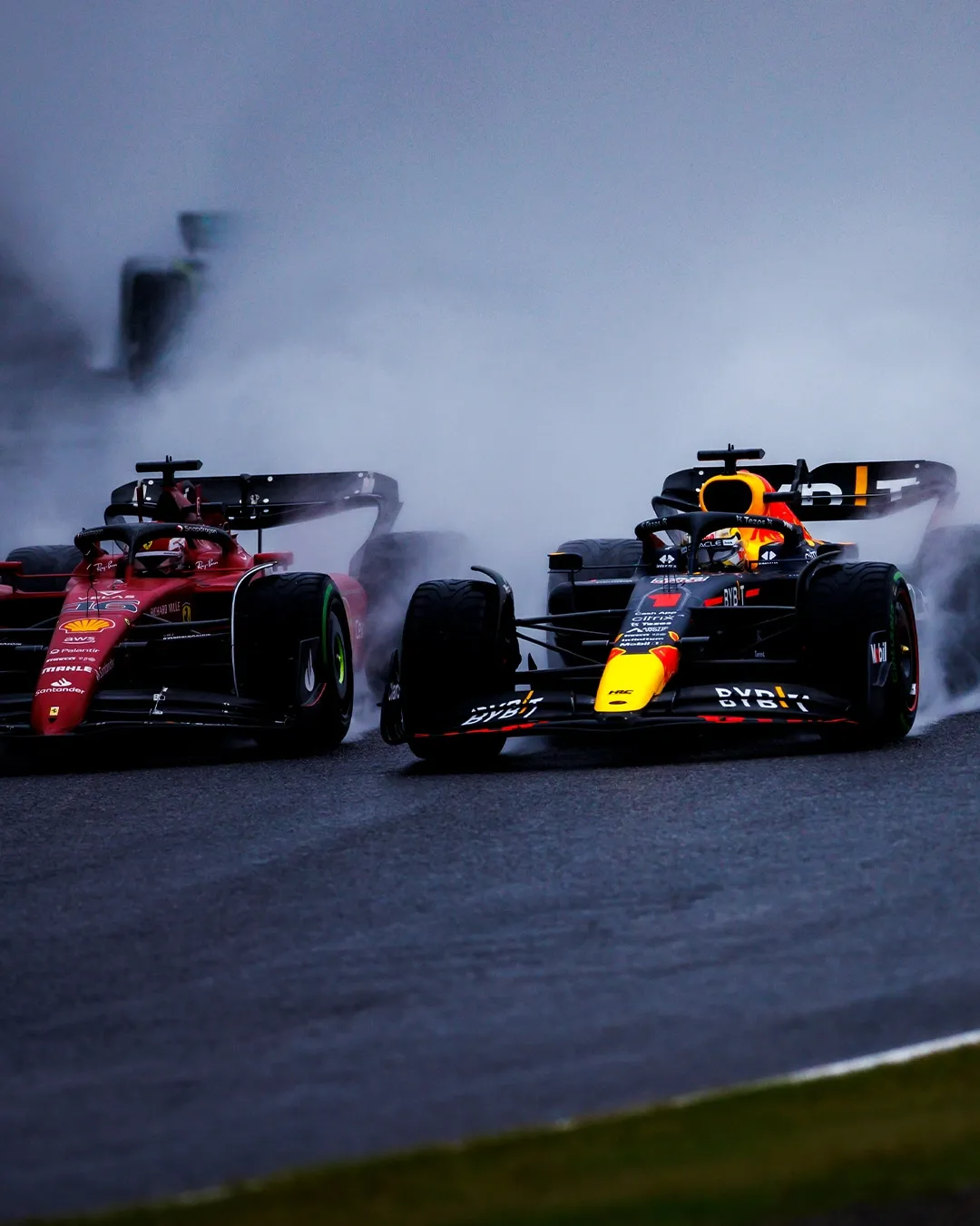 red bull versus ferrari on the race