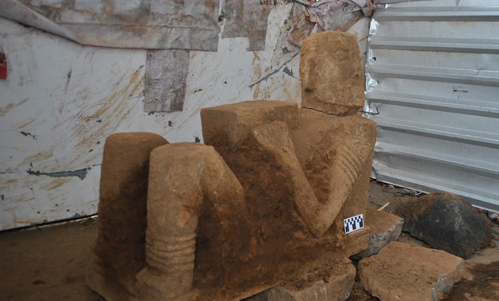 Escultura de un Chac Mool es hallada en Pátzcuaro