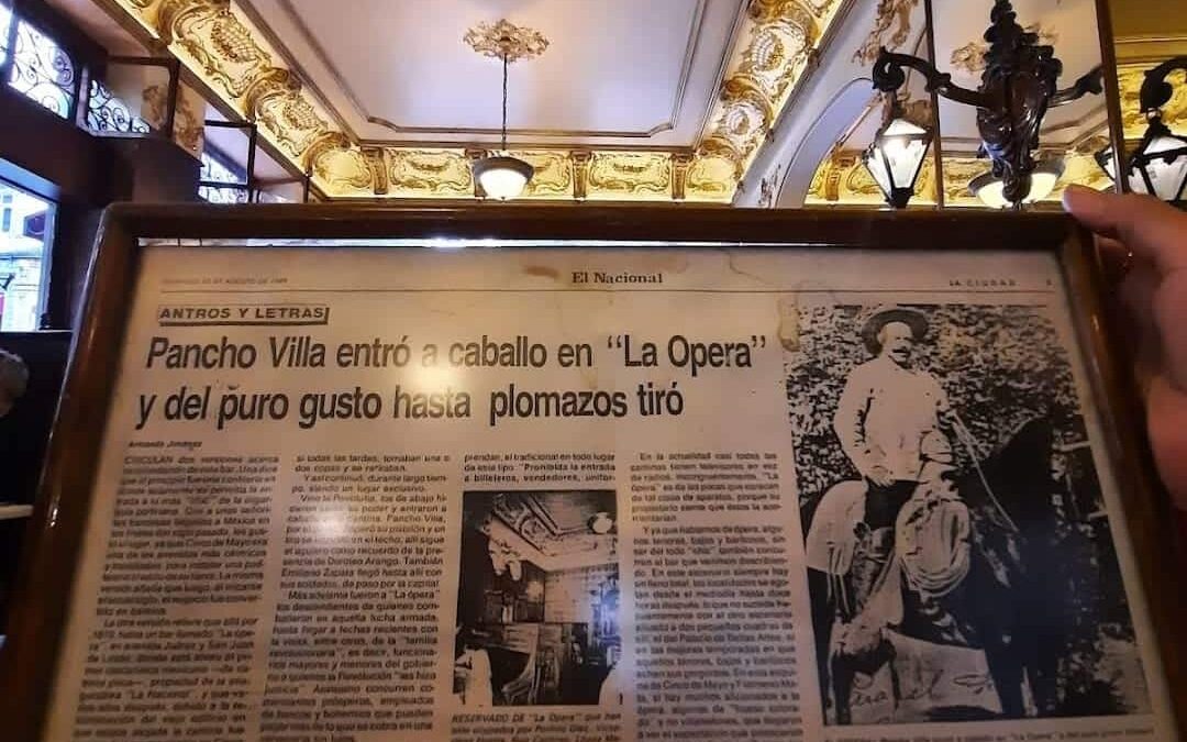 anuncio del Balazo de Pancho Villa en el Bar la Opera