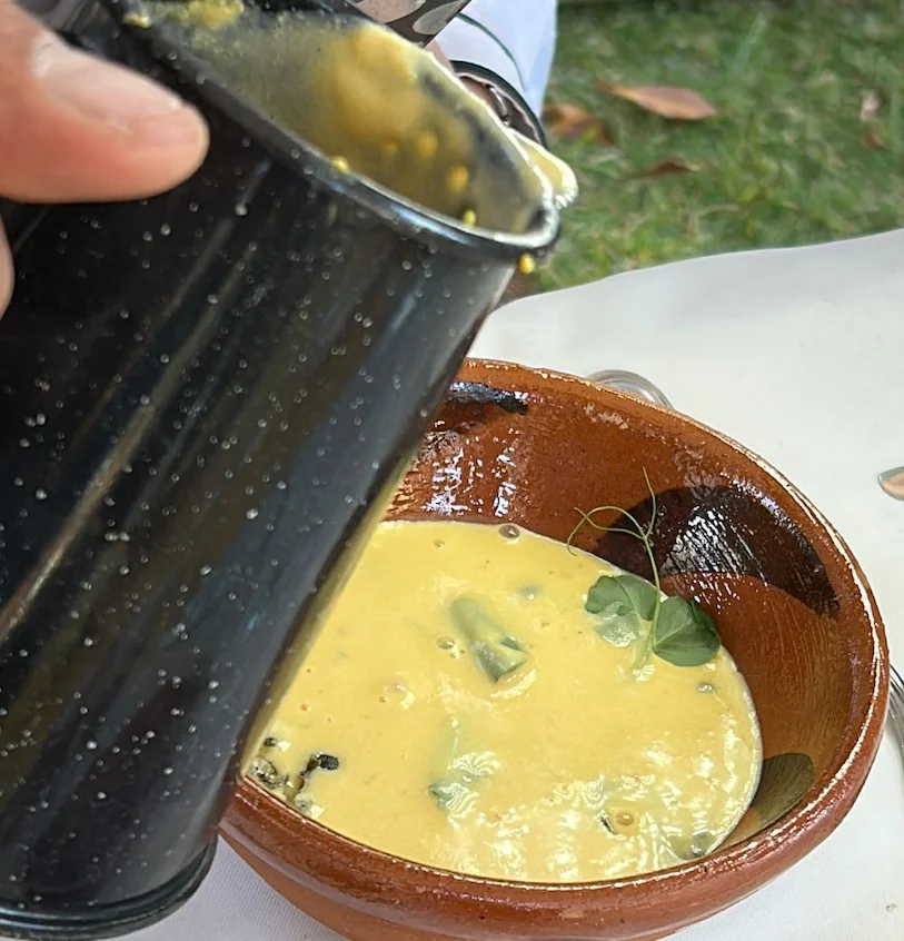 Crema de calabaza. La ruta de la milpa, restaurante en Milpa Alta, Ciudad de México.